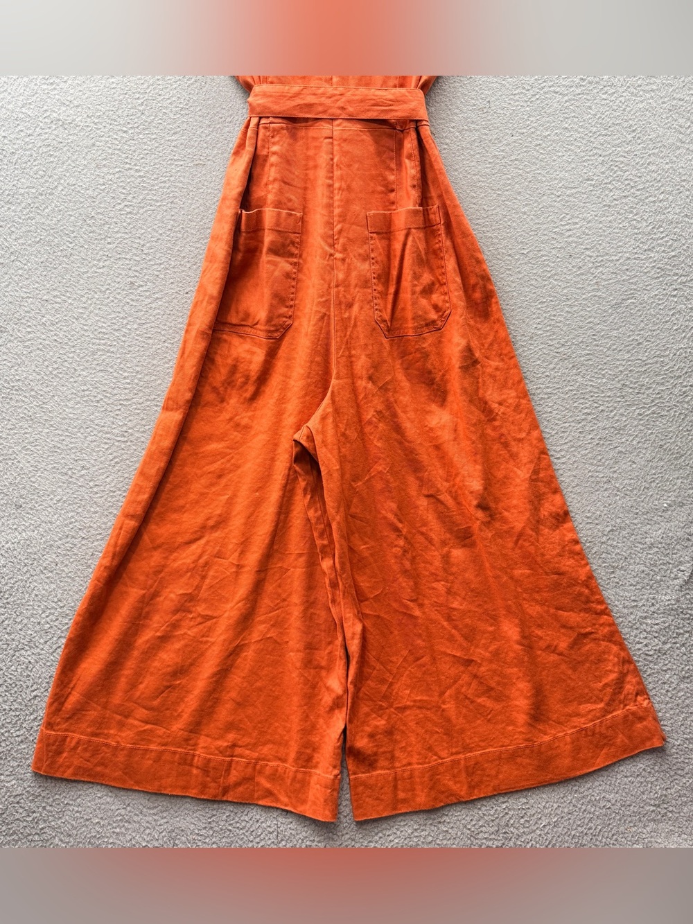 Anthropologie Maeve Colette Wide Leg One Piece Jumpsuit Orange Belted Women’s 16 - Picture 13 of 15
